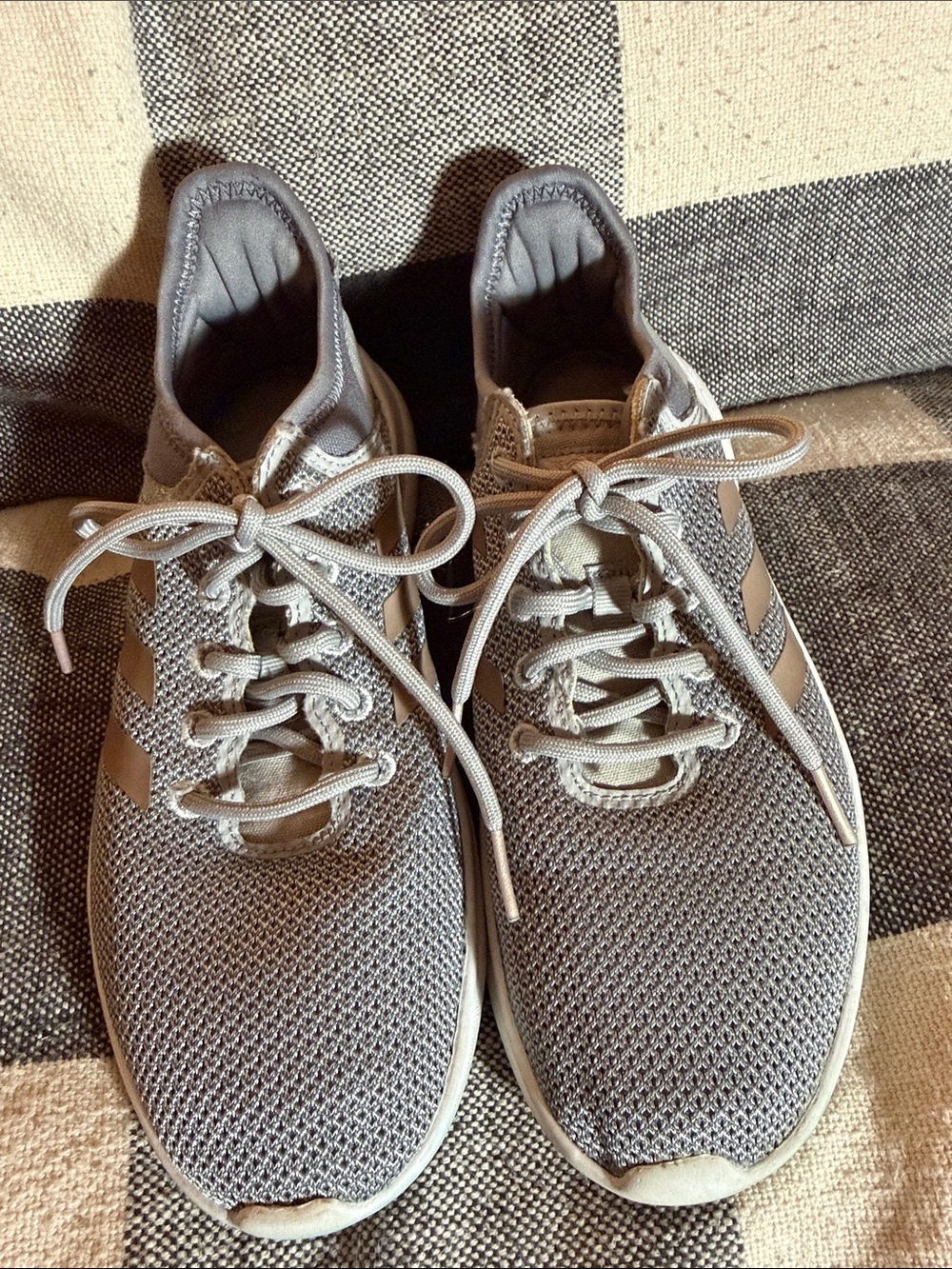 adidas Women’s Gray Knit Lace-Up Sneakers
